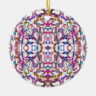 Rosa Symmetrical Mönster Julgransprydnad Keramik