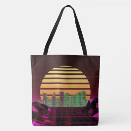 Rosa Synthwave All-over-Print Tote Tygkasse