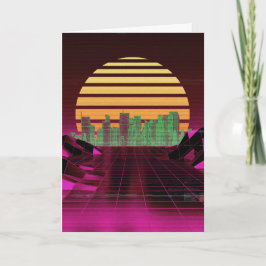 Rosa Synthwave Hälsning-kort Helgkort
