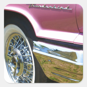 Rosa T-Bird Thunderbird Fyrkantigt Klistermärke