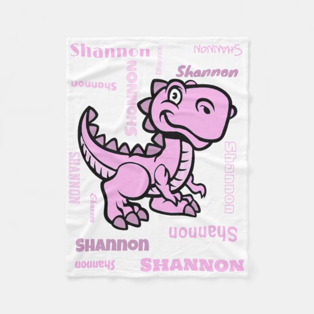 Rosa T Rex Dinosaur Fleece Blanket (Framsidan)