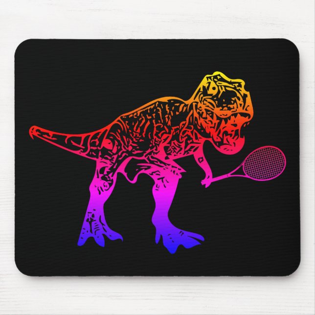 Rosa T-Rex Dinosaur Tennis Player on Black Musmatta (Framsidan)