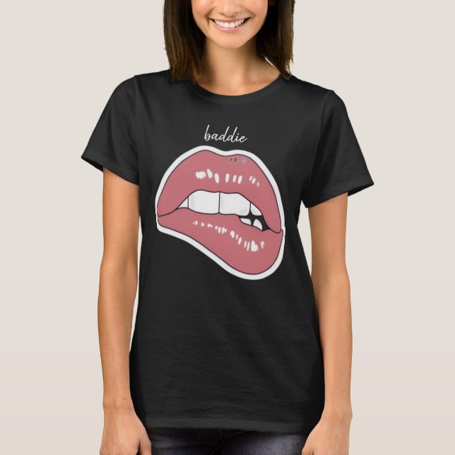 Rosa T-shirt med läppbett-estetik (Framsida)