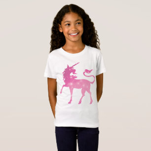 Rosa t-skjorta för unicornfantasiflickor tee