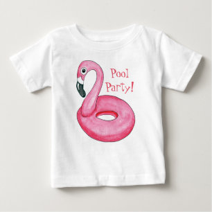 Rosa T-tröja för baby för Flamingobassängparty T-shirt