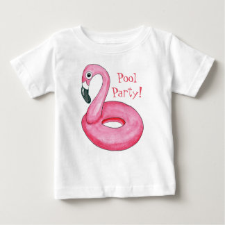 Rosa T-tröja för baby för Flamingobassängparty T-shirt