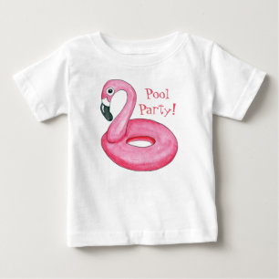 Rosa T-tröja för baby för Flamingobassängparty Tröja