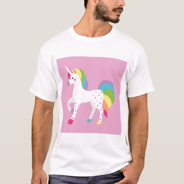 Rosa T-tröjafantastisk för Unicorns T Shirt (Framsida)