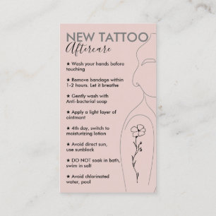 Rosa Ta hand om ny Tattoeftervård Visitkort
