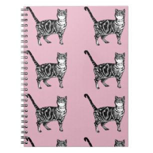Rosa Tabby katt Cats söt, stripad Tabbies Anteckn Anteckningsbok