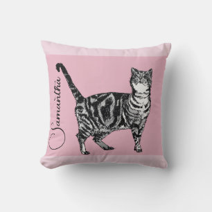 Rosa Tabby Katt Katter Rosa Flickor Namn Nursery Kudde