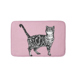 Rosa Tabby katt Pastel Girls Cats Husdjur Bath Mat Badrumsmatta