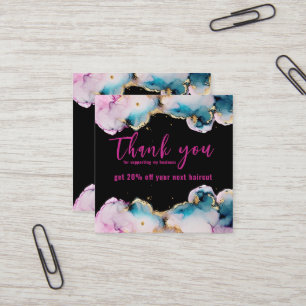 Rosa Tack Abstrakt Black Elegant Business Fyrkantigt Visitkort