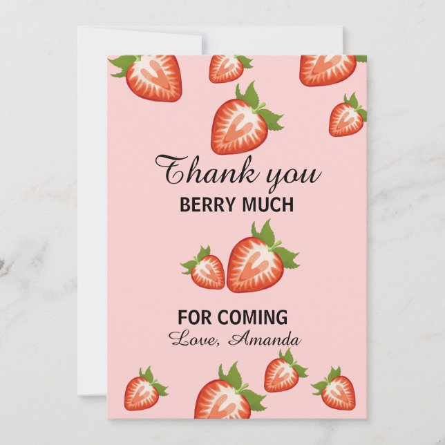 Rosa Tack Berry så mycket första födelsedag Inbjudningar (Framsida)