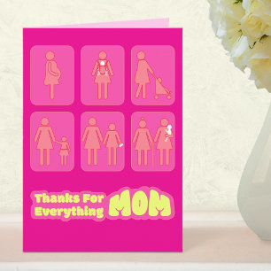 Rosa Tack för allt Mamma Mors dag Kort