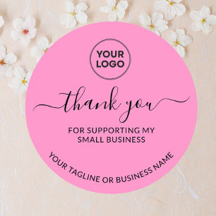 Rosa Tack för att du har Logotypen Round Sticker f Runt Klistermärke