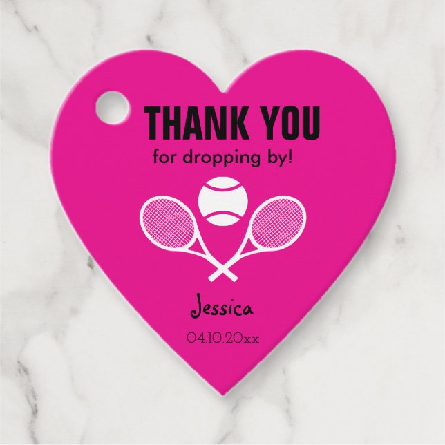 Rosa tack för att du tappar hjärtat gåvor etiketter (Framsida)