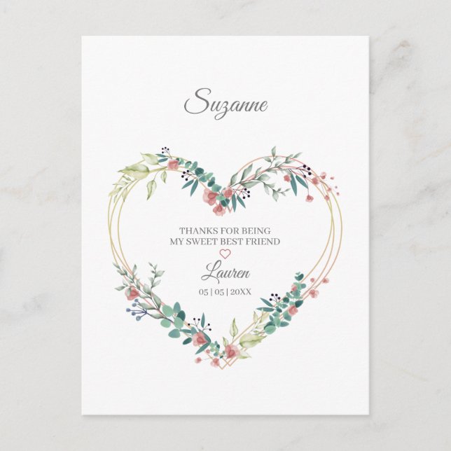 Rosa Tack för Blommigtens bästa vänner! Vykort (Framsida)