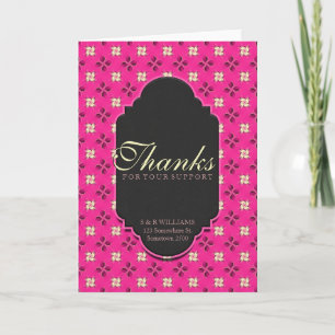 Rosa Tack för Blommönstret Support Card Kort