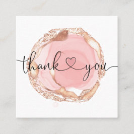  rosa tack för din ordning fyrkantigt visitkort