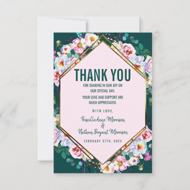 Rosa tack för Jade för smaragd för Kort (Framsida)