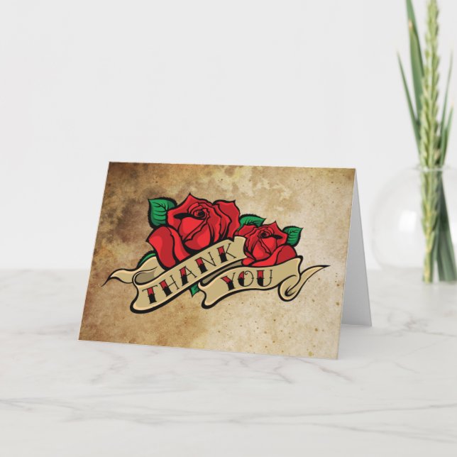 Rosa tack för tatuering kort (Framsida)