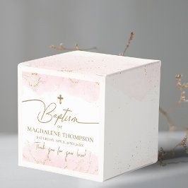 Rosa Tack Girl Guld Kor Baptism Presentaskar