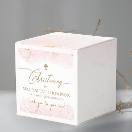 Rosa Tack Girl Guld Kor Christening Presentaskar