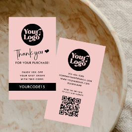 Rosa Tack Order Business Logotyp QR-kodbutik Rabattkort