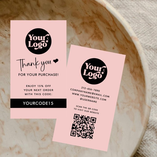 Rosa Tack Order Business Logotyp QR-kodbutik Rabattkort (Skapare uppladdad)