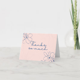 Rosa "Tack Så Mycket" Handritad Vildblomma Tack Kort