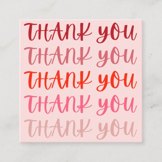 Rosa Tack-Tack Tack-kort Fyrkantigt Visitkort (Framsida)