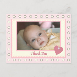 Rosa tack vare baby-presenten med foto vykort