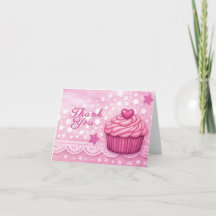 Rosa tackkort - Firande Cupcake Tema