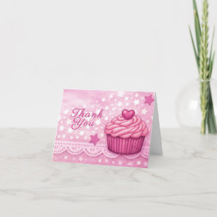 Rosa tackkort - Firande Cupcake Tema