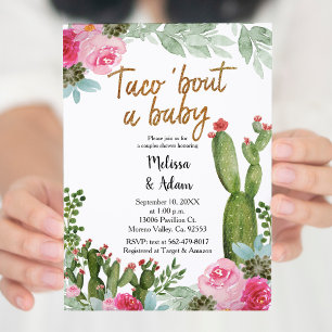 Rosa Taco om en Baby Cactus Baby Shower Inbjudningar