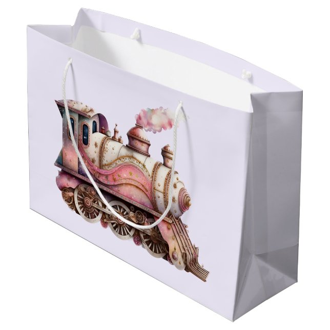 Rosa Tåg Engine Vintage Steampunk Stil (Baksidan Vinklad)