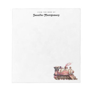 Rosa Tåg Engine Vintage Steampunk Stil Anteckningsblock