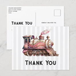 Rosa Tåg Engine Vintage Steampunk Tack Vykort