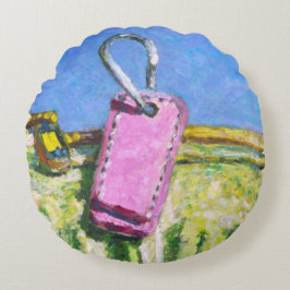 Rosa Tag Landskap Modern Abstrakt Expressionistisk Rund Kudde