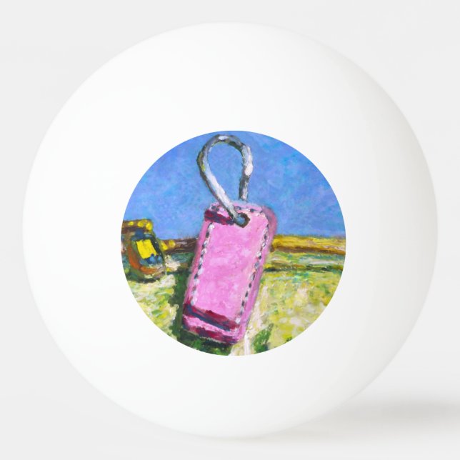Rosa tagg målad landskap samtida abstrakt W Pingisboll (Framsidan)
