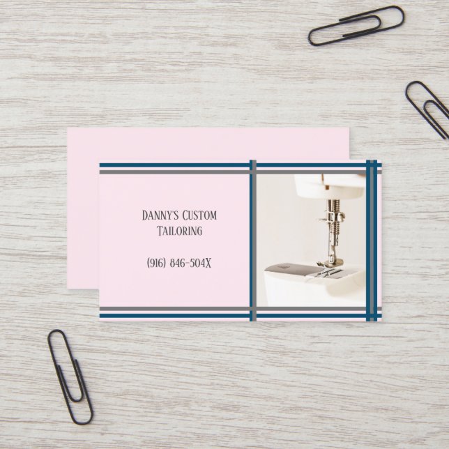Rosa Tailor Sewing Maskin Affärskort Visitkort (Fram/Back In Situ)
