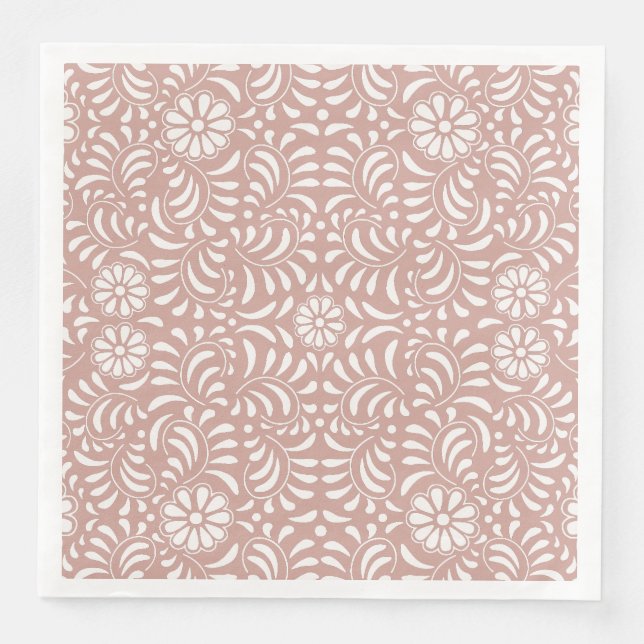 Rosa Talavera-plattor Spansk stil Fiesta Pappersservett (Framsida)