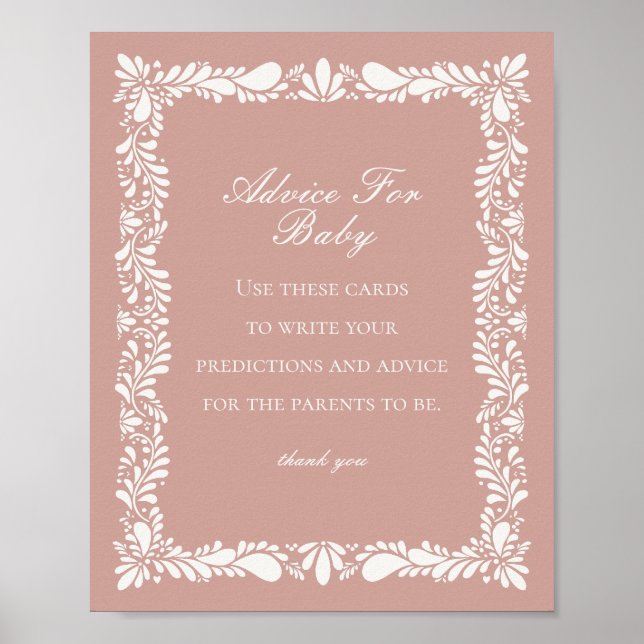 Rosa Talavera Tile Advice for Baby Shower Game Poster (Framsidan)