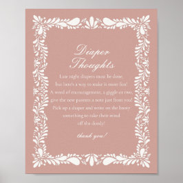 Rosa Talavera Tile Diaper Thoughts Baby Shower Poster