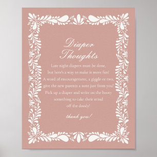 Rosa Talavera Tile Diaper Thoughts Baby Shower Poster