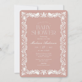 Rosa Talavera Tile Spain Fiesta Baby Shower Inbjudningar