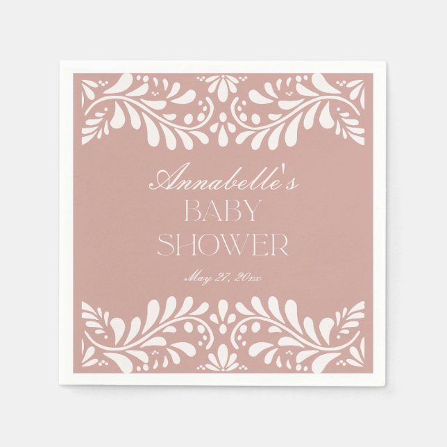 Rosa Talavera Tile Spain Fiesta Baby Shower Pappersservett (Framsidan)