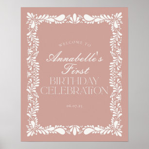 Rosa Talavera Tile Spain Fiesta Birthday Välkommen Poster