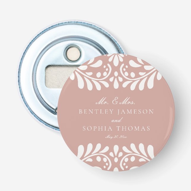 Rosa Talavera Tile Spain Fiesta Wedding Favors Flasköppnare (Framsidan)